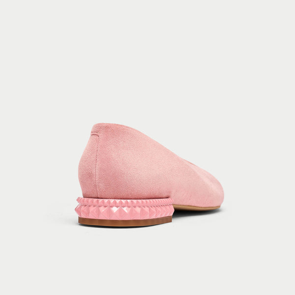 pink suede flats for bunions stud detail