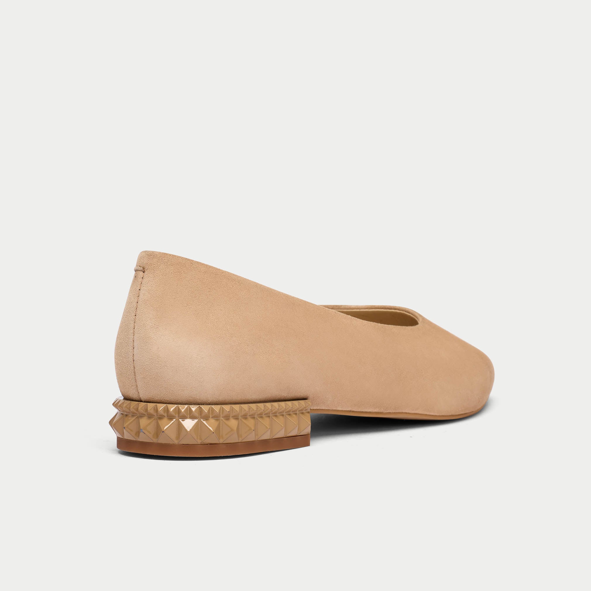 pippa taupe nude suede flat with stud detailing for bunions wide feet