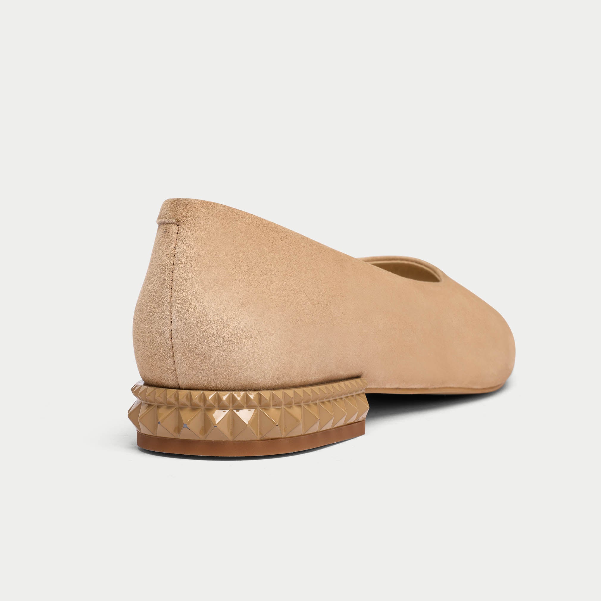 pippa taupe nude suede flat with stud detailing for bunions wide feet