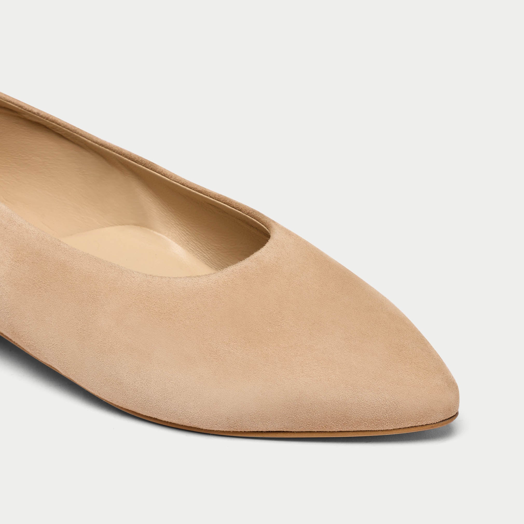 pippa taupe nude suede flat with stud detailing for bunions wide feet