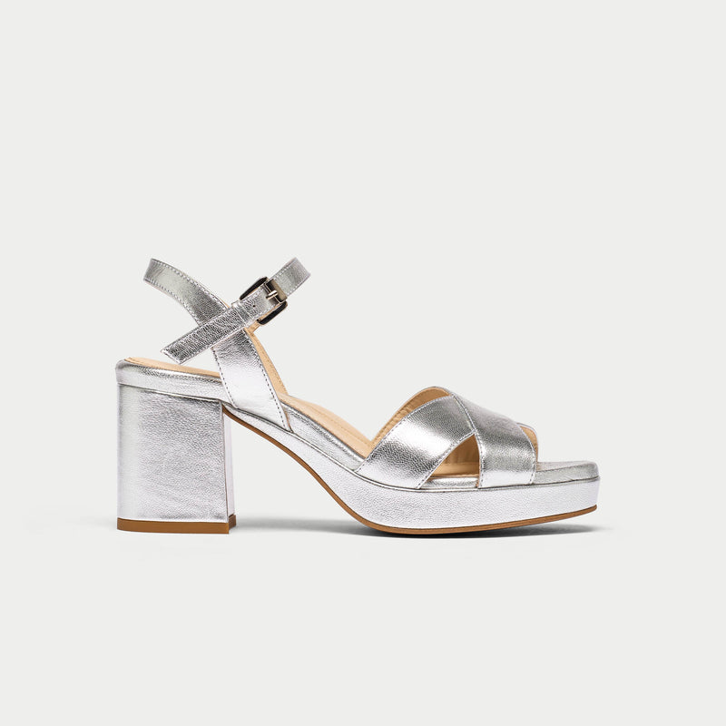Frankie 85mm Pointed Toe Silver Heels | Malone Souliers