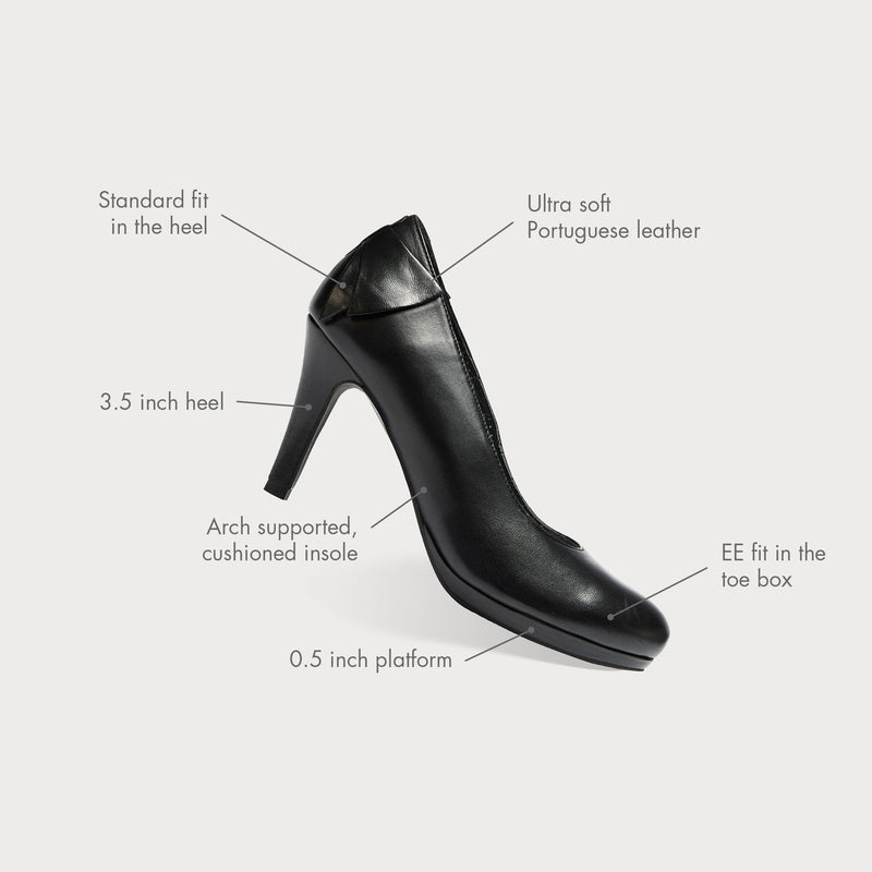 sophia black leather heels features